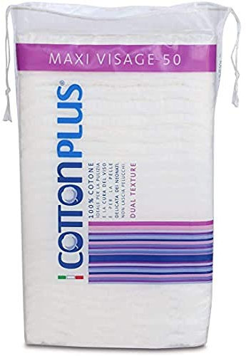 Cotton Plus MAXI VISAGE 50 pz. - LINEA BEAUTY | DISCHETTI PRETAGLIATI 100% PURO COTONE | Dischetti struccanti per la pulizia del viso soffici e resistenti.