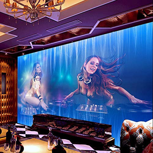 Large Mural_ktv Wallpaper Sexy Beauty Nightclub Large bar Casino Wallpaper Grey Wall Sticker Border self Adhesive Brick Bathroom Silver Bedroom Borders Glitter Kitchen Steamer Rose Gold -400cm×280cm