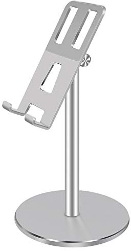 Otinlai Handy-Ständer für den Schreibtisch, verstellbarer Tablet-Ständer, tragbarer Handy-Ständer, aus Aluminium, super stabil, kompatibel mit Handy, geeignet für Büro und Zuhause (Silber)