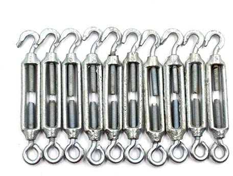 10 x robuste, verzinkte Spannschloss-Sieb, M5-Haken-Öse, Drahtspanner.