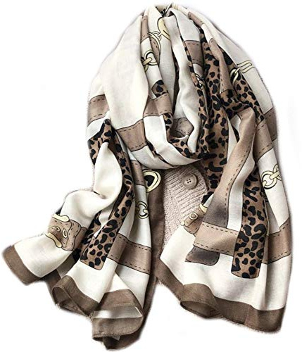 Brillabenny Pashmina Sciarpa Primaverile Donna in Viscosa, leggera morbida estiva foulard viscosa luxury scarf (MARRONE PANNA)