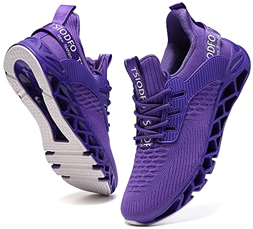 Ezkrwxn Herren Laufschuhe rutschfeste athletische Tennis Walking Fashion Sneakers, Violett, 42 EU