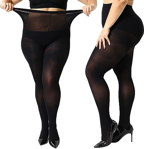 Yilanmy Strumpfhose Damen Größen Große 2 Paar 70 DEN Blickdichte Übergröße Nylonstrumpfhose