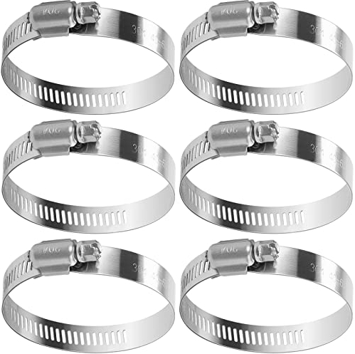 drado Jubilee Hose Clips Set 40-63mm Stainless Steel Pipe Clamps,6 Pack Range Hose Clamps Worm Drive Hose Clips