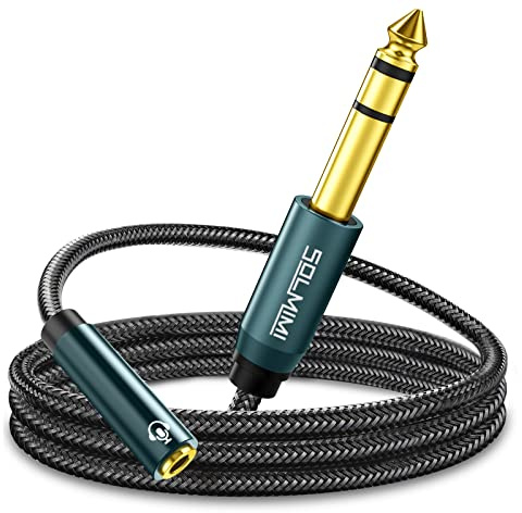 SOLMIMI 1/4 to 1/8 Headphone Adapter (10FT/3M), 6.35mm Male to 3.5mm Female TRS Stereo Audio Jack Adapter Cable for Mixer Guitar Amp Piano Keyboard Amplifier Headphone Speaker