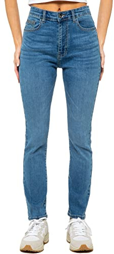 989Zé ENZO Ladies Jeans Stretch Slim Straight Leg Cotton Casual Denim Pants with Pockets EZL423 Jeans Light Blue 14