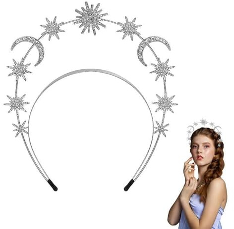 CYUaoao Stern Stirnband Stirnband der Göttin Strass-Haarband Haarreif für Frauen Festival Haarschmuck Haarschmuck Geburtstag Party Kostüm Silber Weihnachten Geschenk für Mädchen
