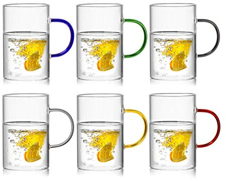 Vasos/Vasos de Agua Tazas de cerveza Conjunto de 6, tazas de vidrio con mango 15.8oz, gafas de cerveza grandes for congelador, vasos de cerveza Gafas de beber 450ml, tazas de vidrio con estante Copas
