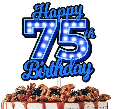 L-Blight-75Alian Baby Cake Topper for Boys Girls Baby Shower Happy Birthday Space War Theme Party Decoration Supplies Number Star Crew Cake Decor Cheer to Year Old