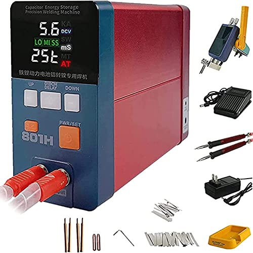 KLUFO Portable Battery Spot Welder, Battery Handheld Spot Welder Battery Welding Machine Digital Display LED Pulse Spot Welder, Capacitor Energy Storage Spot Welding Machine, with Pen and Foot Pedal