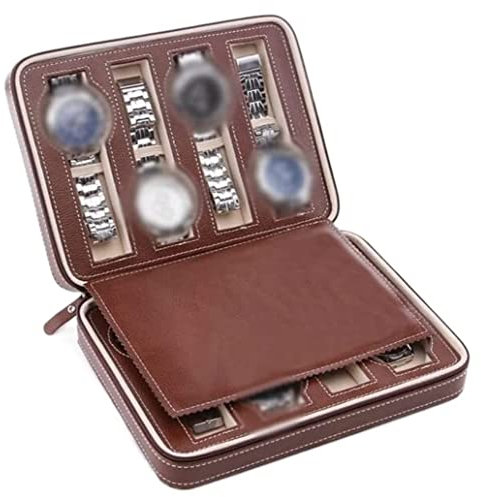 Uhrenkoffer Uhrenrolle Uhrenbox Uhrenschatulle Uhrenbox Für Herren 8 Slot Leder Uhrenetui Organizer Elastisches PU-Material Vintage Vitrine Aufbewahrung Für Die Uhr Uhrenetui Uhren Aufbewahrungsbox (