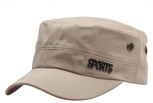 Basecap Herren Männer Flat Top Army Baseball Cap Frauen Frühling Solide Baumwolle Militärische Taktische Snapback Cap Männlich Sport Militar Sailor Hut, Sport Beige, 58-60 cm