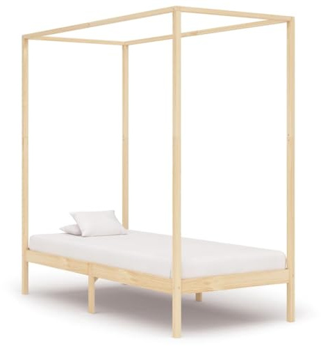 Annlera Himmelbett-Gestell Massivholz Kiefer 100x200 cm Bettgestell Bed Frame Bettrahmen Holzbett
