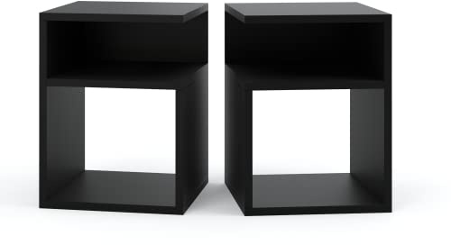 MRBLS Nachttisch 2er Set Boxspringbett Nachtschrank Nachtkommode Modern Möbel ohne Schubladen für Ihr Schlafzimmer, Wohnzimmer Beistelltisch Einfacher Sofatisch (Schwarz Matt) – 32 x 40 x 30cm (B/H/T)
