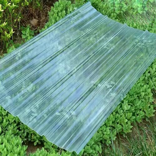 Wellplatten,FRP-Tageslichtplatten,Profilplatten Trapez,Ersatzplatten für Gewächshaus,Wellbahn Dachplatten,2mm Dicke Transparent Kurzrollen,Stumm/Regensicher/Isolierend (0.9x2m/35x79in)