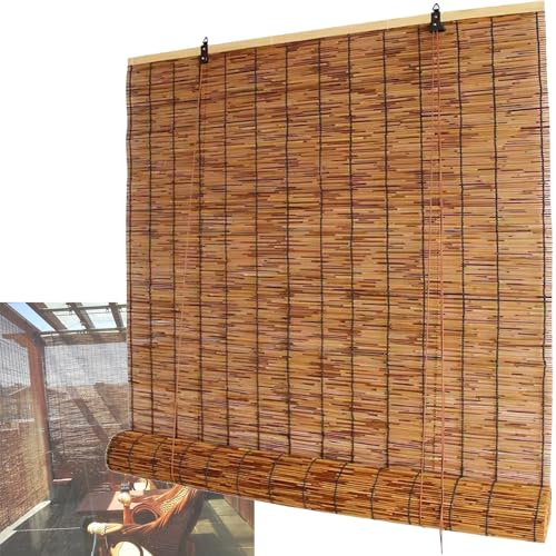 CJBWJM Bambusrollo Bambus Jalousie Bambusvorhang W:40 50 60 70 80 90 100 110 120 cm Rollo Seitenzugrollo, Rollo Bambus, Bambusrollo Sonnenschutz (Size : 90x175cm)