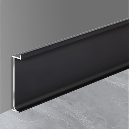 Sockelleiste 125CM*4 Stück Aus Aluminiumlegierung Bodenleiste Sockelleisten Fußleiste Abschlussleiste Hochwertige Wasserfest Fussbodenleiste(Schwarz,Höhe: 50 mm)