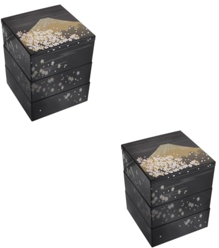 ABOOFAN 2pcs Japanese Style Sushi Case Sushi Packaging Box for Lunch Bento Case Portable Food Box Mount Fuji Pattern