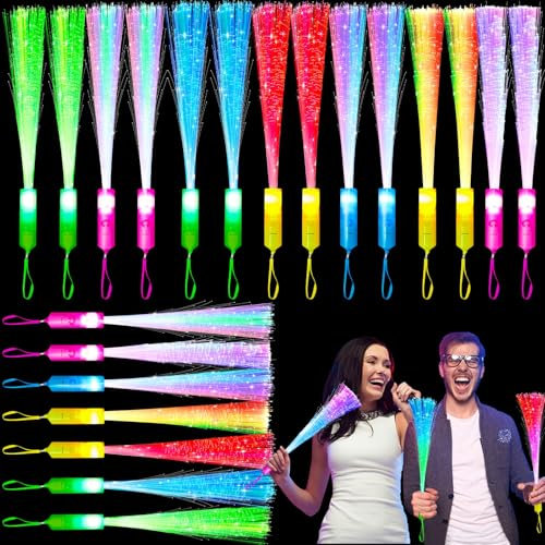 TURNMEON 30 Pcs Colorful Glow Fiber Wands,Toys Glow Sticks Bulk Party Pack for Adults,Glow in the Dark Party Supplies for Patriotic,football ,Wedding, Birthday,Classroom,Concert,Pool carnival