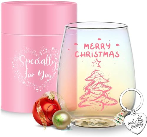Yalucky Weihnachten Geschenke Wichtelgeschenke Für Frauen Weingläser Weihnachtstasse Weihnachtsgläser Glühweintassen Trinkgläser Becher,Mama,Kollegen,Beste Freundin Geschenke Xmas Weihnachtsgeschirr