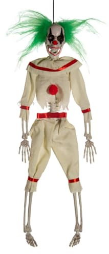 Horror Clown Skeleton With Green Hair Hanging Figure 40cm