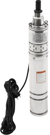 WooDerson Pompa sommergibile da 0,75 Hp, 550 W, 230 V, in acciaio inox, portata massima 1,2 m³/h, portata massima 100 m, con cavo da 10 m, profondità massima di immersione 60 m