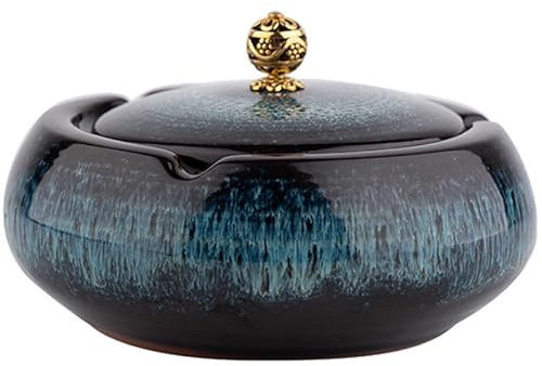 Ceramic Ashtray with Lids Cigarette Ash Holder Ash Tray for Patio Desktop Office Smokers Indoor or Outdoor Tabletop Home Office Décor