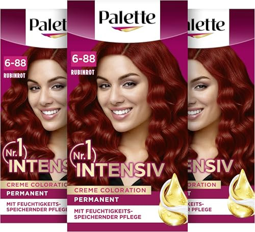 Palette Intensiv Creme Coloration 6-88/678 Rubinrot (3 x 115 ml), permanente Haarfarbe für leuchtende, langanhaltende Farbbrillanz & 100% Grauabdeckung