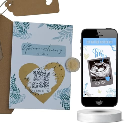 Generisch Schwangerschaft verkünden als Rubbellos | Its a boy | Personalisierte QrCode Geschenkkarte