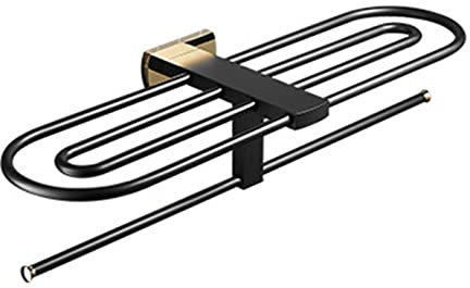 PLMNBQWE Handtuchhalter, Handtuchständer für Badezimmer aus Messing, Handtuchregal mit 1 Handtuchstange, Wandmontage, Handtuchhalter für Badezimmer, Toilette, Hotelküche (schwarz)
