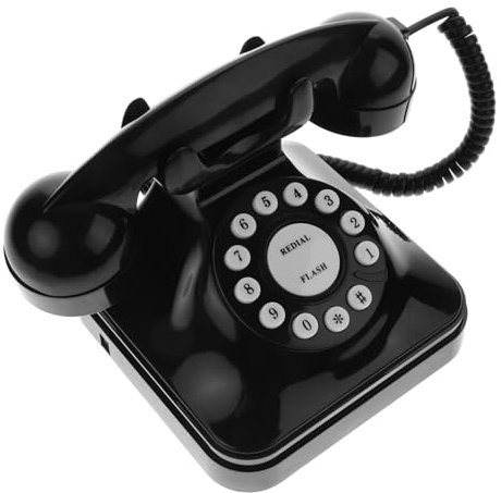 Teléfono Fijo Vintage Retro Cable, Negro, de Escritorio