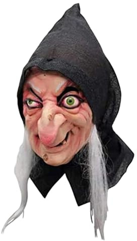 Hexe Requisite - Gruselige Latex Hexen Masken | Neuheit Verkleiden für Halloween | Realistisches Altes Frauengesicht | Alte Gesicht für Halloween Karneval Partys Kleid Cosplay Kostüm