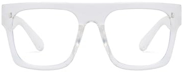 Jurchio Unisex Stylish Square Non-prescription Eyeglasses Glasses Flat Top Big Eyeglass Frames Large lens Clear Lens Eyewear (Transparent)