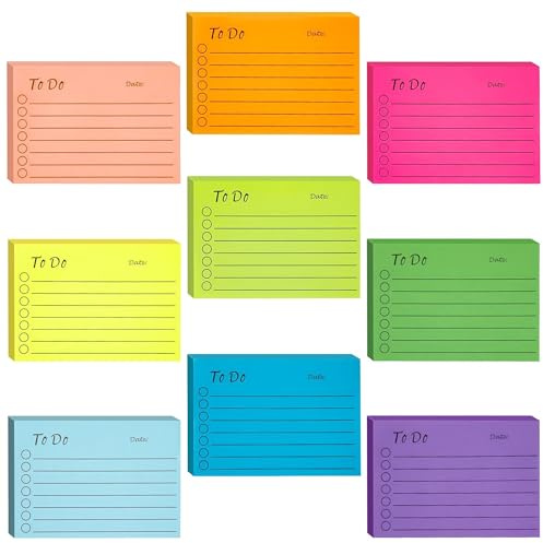 Notas Adhesivas 9 Paquetes Listas de Tareas Pendientes Bloc Colorido Forradas Blocs Pastel Pequeñas para Oficina Hogar Escuela Recordatorio Planificador 450 Hojas 10×7 cm