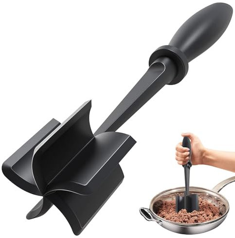 Meat Chopper, Meat Masher Multifunctional Heat Resistant Masher and Mix, Hamburger Mince Masher, Non Stick Cookware for Hamburger Meat, Minced Meat, Butter, Potato