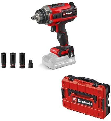Einhell Professional Akku-Schlagschrauber IMPAXXO 18/450 Power X-Change (18 V, 450 Nm, 3 Leistungsstufen, Brushless, 1/2-Aufnahme, inkl. Nuss-Set & E-Case, ohne Akku)