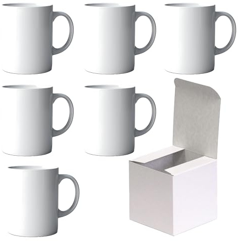 AL PRODUCTION Set Tazze per Sublimazione in Ceramica Bianca 330ml - Tazza Mug di Categoria AAA inclusa di Scatola per Gadget e Personalizzazioni - Made in Italy (Bianco, 6 Unità)