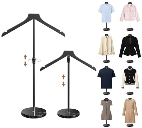 OLV 2 Pack Mannequin Torso with Marble Base, 18-34 Inch Adjustable Shirt Display Stand for Vendors Shop, More Stable High-end Dress Form Clothes Garment Rack, Jacket Coat Hanger Stand, Black