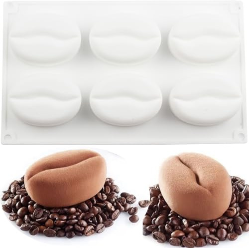EPYHREHM 6 Cavity Coffee Bean Silicone Chocolate Molds For Chocolate Candy