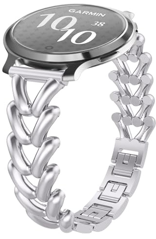 VanHooc Armband kompatibelt med Garmin Lily 2, rostfritt stål, snabbfrigörande metallarmband, ersättningsband för Garmin Lily 2 Active/Sport/Classic, 14 mm, rostfritt stål, metall.