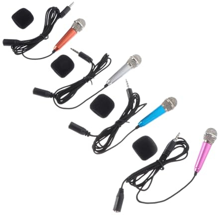 Abaodam 4pcs Mini Portable Microphones for Phone and Laptop with Metal Aluminum Alloy Build, Handheld Design for Singing and Home Karaoke, Recording Mic Accessories for Boys and Girls