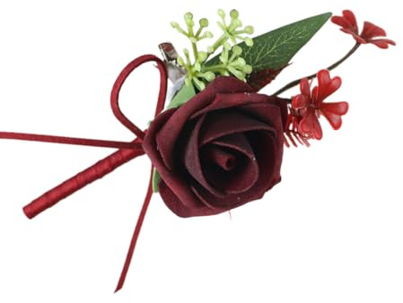 YIZITU Ansteckblume für Bankette, Ansteckblume für Hochzeitsfeiern und Feiern, exquisite Hochzeits-Boutonnieres, künstliche Blume, Bräutigam, Boutonniere