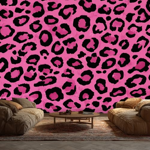 Générique Papier Peint Panoramique Rose Léopard - Papier Peint Pour Chambre, Salon, Mur TV Artistique, Restaurant Décoration Image Photo Murale, 100 x 70 cm S1