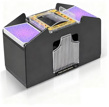 Automatic Card Shuffler Machine 1–4 Deck, Electronic Poker Card Shuffling Machine, Battery Operated Automatic Card Dealer, Fast Professional Casino Card Sorter for Poker, Blackjack, Bridge (4 Deck)