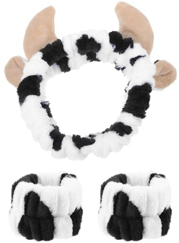 VILLCASE Bandeau Visage Femme Bracelets Motif Vache Style Spa Nettoyage Cheveux Yoga Sport