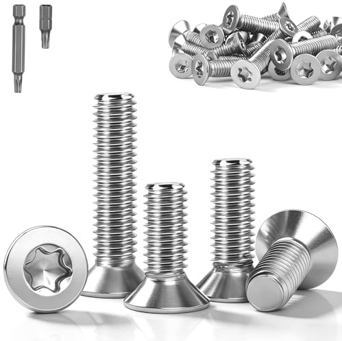 mawmuaw M6x20 mm Senkkopfschrauben Torx 25stk M6 Senkkopf Edelstahl A2 V2A | Senkkopfschrauben inkl. 2 Bits (25/50mm), Vollgewinde Metrisches für Möbel, Maschinenbau, DIY
