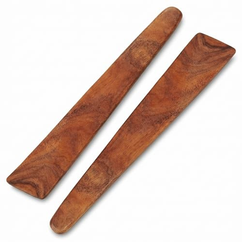 12 Inch Teak Wood Spatula Wooden Spoons for Cooking 2 Pack Heat Resistant Utensils Ideal for Cast Iron Cookware Sourdough Starter Flipping
