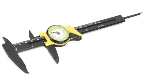 KIMISS Calibrador Vernier con Dial, Herramienta de Medición Métrica de 150 Mm para Mediciones Precisas, Regla de Plástico Duradera con Lectura Clara (Amarillo (imperial))