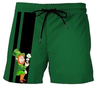 Mens St. Patrick's Day Shorts St. Patrick's Day Leprechaun Costume Mens Swimming Trunks with Adjustable Drawstring Quick Dry Flexible Beach Swimwear for Beach Holidays and Resort Wear