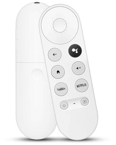 G9N9N Bluetooth-röstfjärrkontroll - ersättning för Google Chromecast TV 4K Snow/Google TV, kompatibel med Chromecast 4K HDR-streamer, inbyggda Netflix- och Youtube-knappar